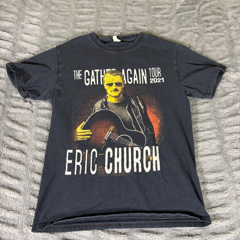 Eric Church The Gather Again Tour 2021 Black Graphic T-Shirt Concert Small AR846